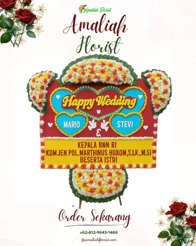 Karangan Papan Bunga Pernikahan di Kalimas